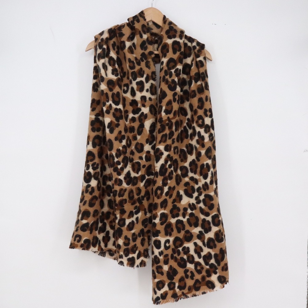 Unbranded Scarf Womens OS Leopard Print Wrap Tan Black Animal Print Excellent